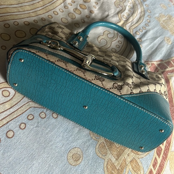 AUTHENTIC Pre-Loved Blue Original GG Canvas Web Hasler Tote Small, - Picture 2 of 6